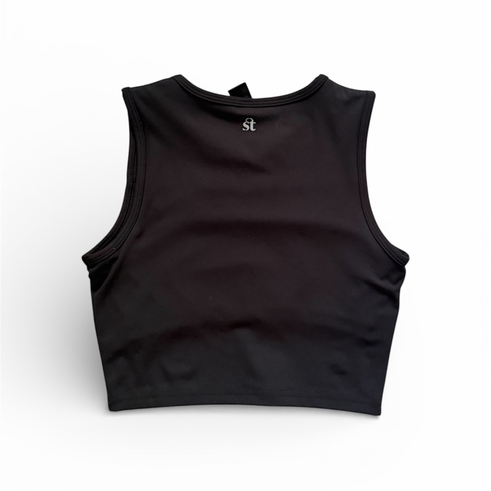 Strut This Black High Neck Cutout Activewear Crop Top Tank Medium